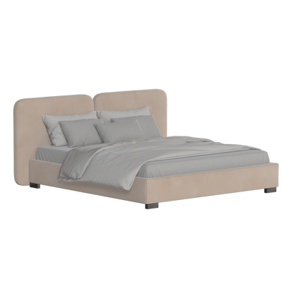 Lit double rembourré Chloé en tissu tissé doux