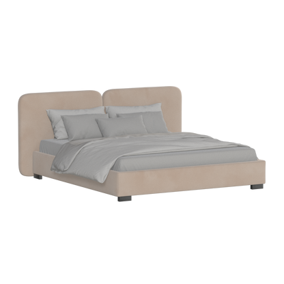 Lit double rembourré Chloé en tissu tissé doux