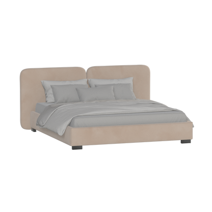 Lit double rembourré Chloé en tissu tissé doux