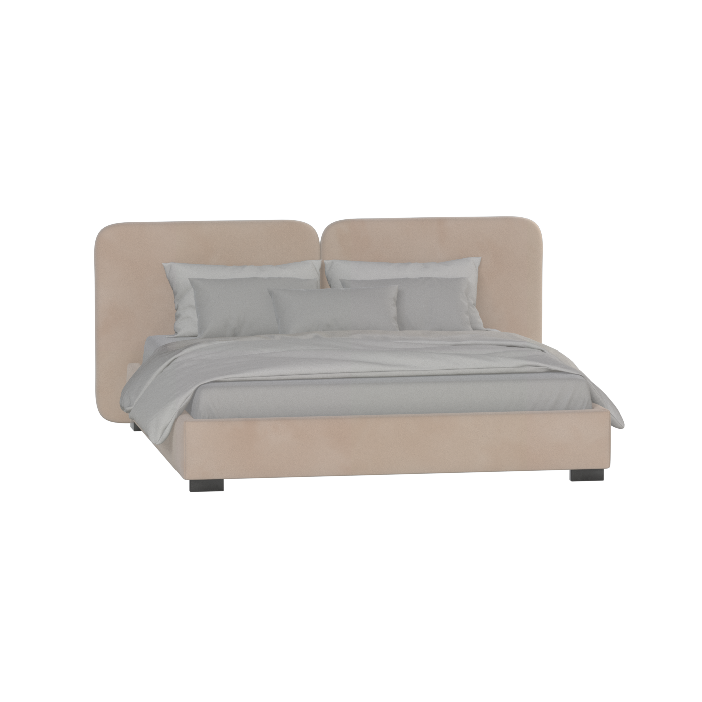 Lit double rembourré Chloé en tissu tissé doux