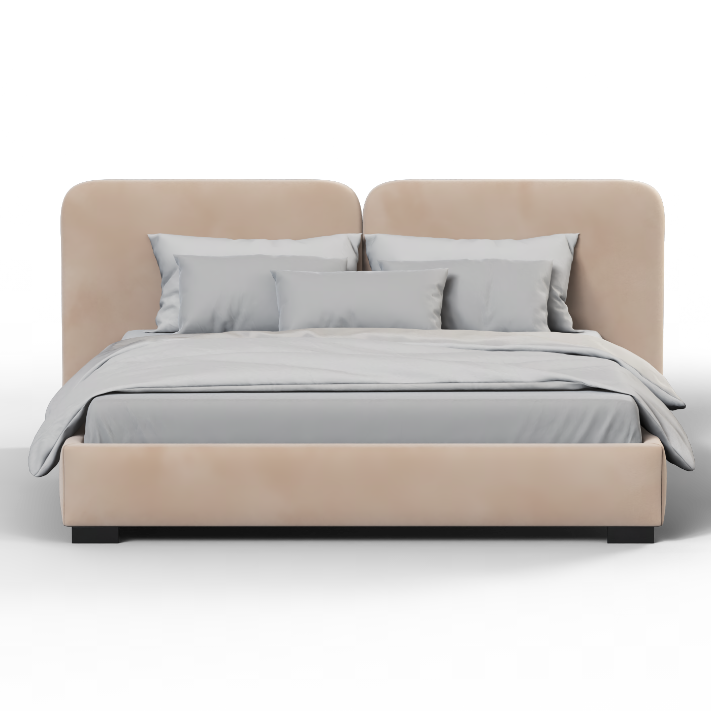 Lit double rembourré Chloé en tissu tissé doux