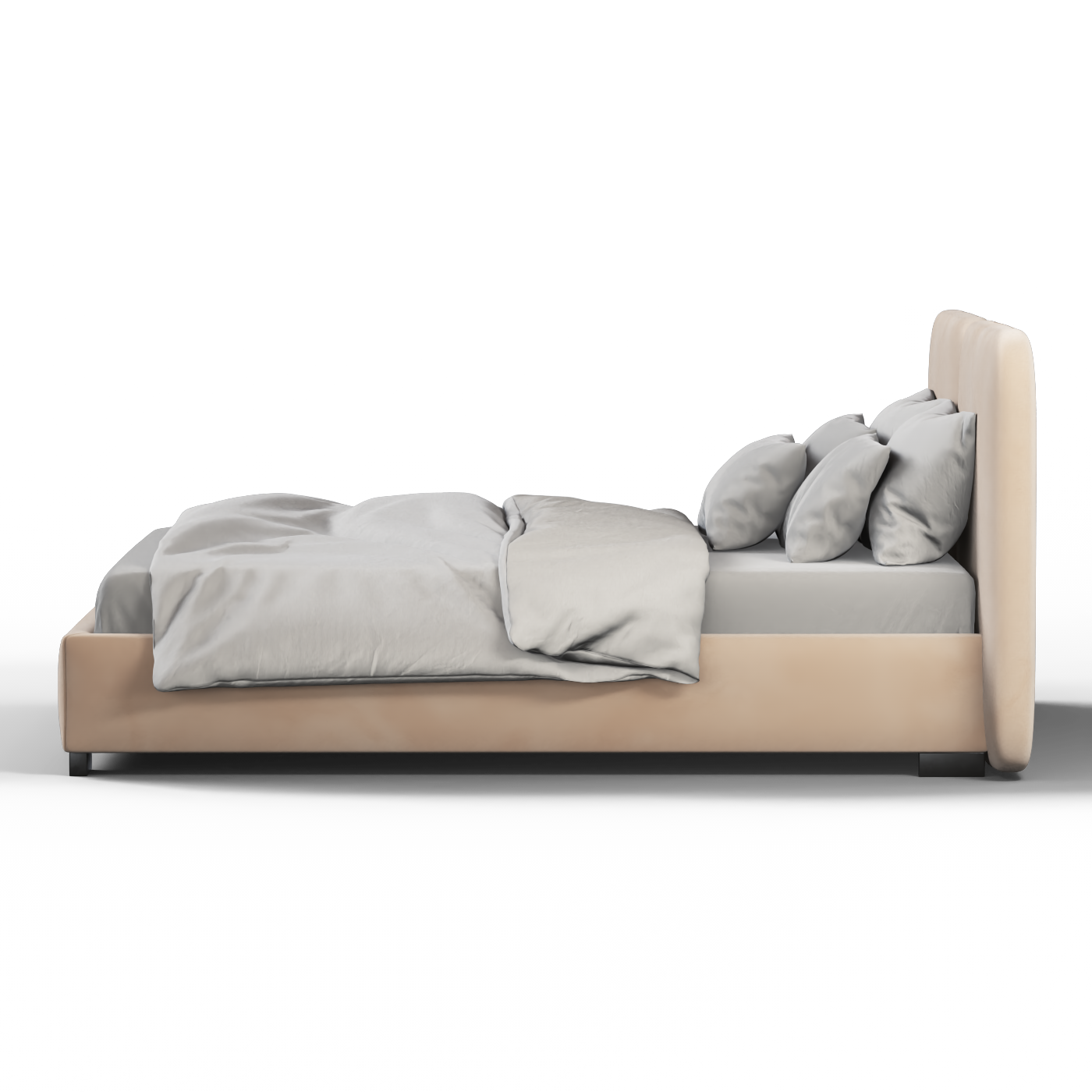 Lit double rembourré Chloé en tissu tissé doux