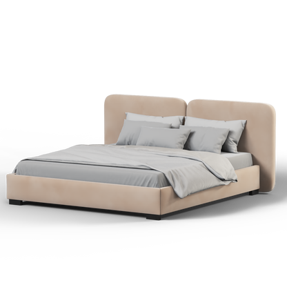 Lit double rembourré Chloé en tissu tissé doux