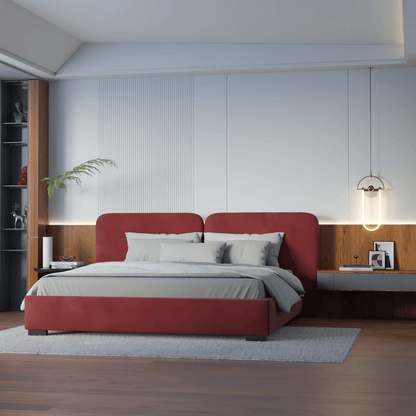 Chloe Upholstered Double Bed in Soft Woven Fabric