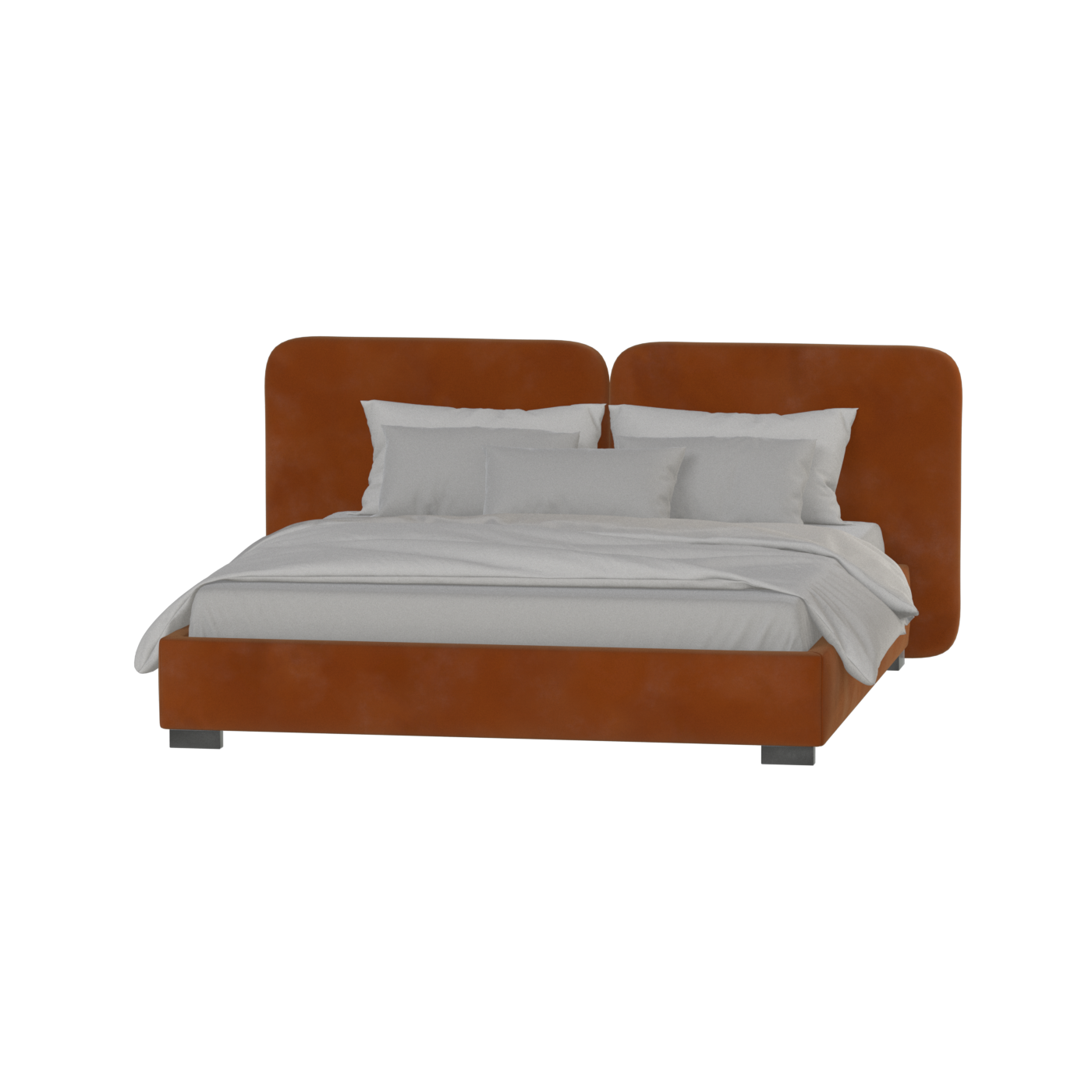 Lit double rembourré Chloé en tissu tissé doux