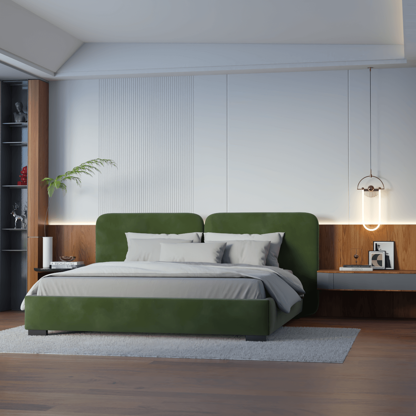 Chloe Upholstered Double Bed in Soft Woven Fabric