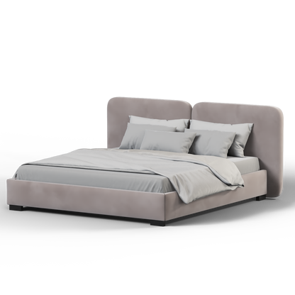 Lit double rembourré Chloé en tissu tissé doux