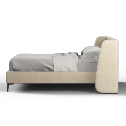 Abbey Upholstered Bed with Structured Headboard and Refined Lines