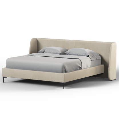 Abbey Upholstered Bed with Structured Headboard and Refined Lines
