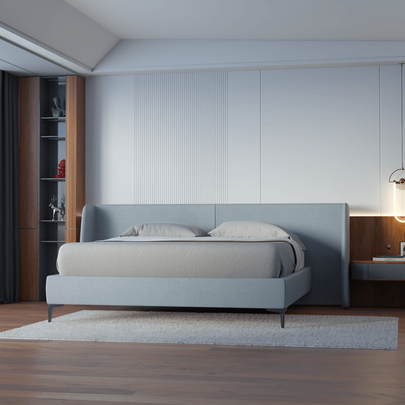 Abbey Upholstered Bed with Structured Headboard and Refined Lines