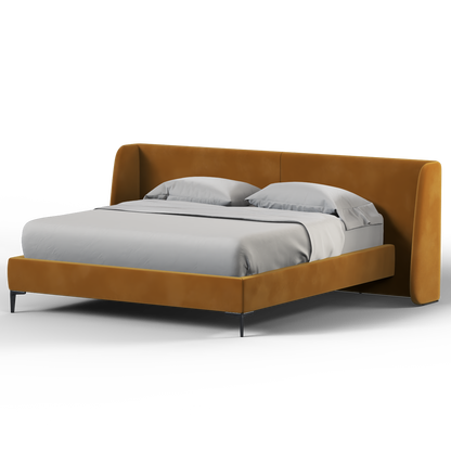 Abbey Upholstered Bed with Structured Headboard and Refined Lines