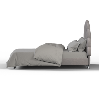 Evelina Curved Headboard Bed in Soft Upholstery