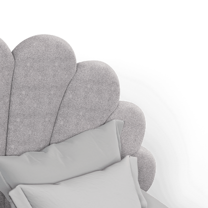 Evelina Curved Headboard Bed in Soft Upholstery