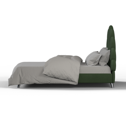Evelina Curved Headboard Bed in Soft Upholstery