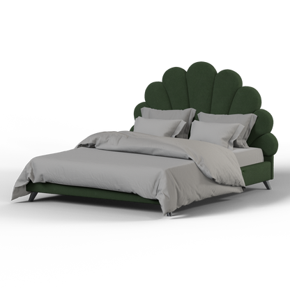 Evelina Curved Headboard Bed in Soft Upholstery