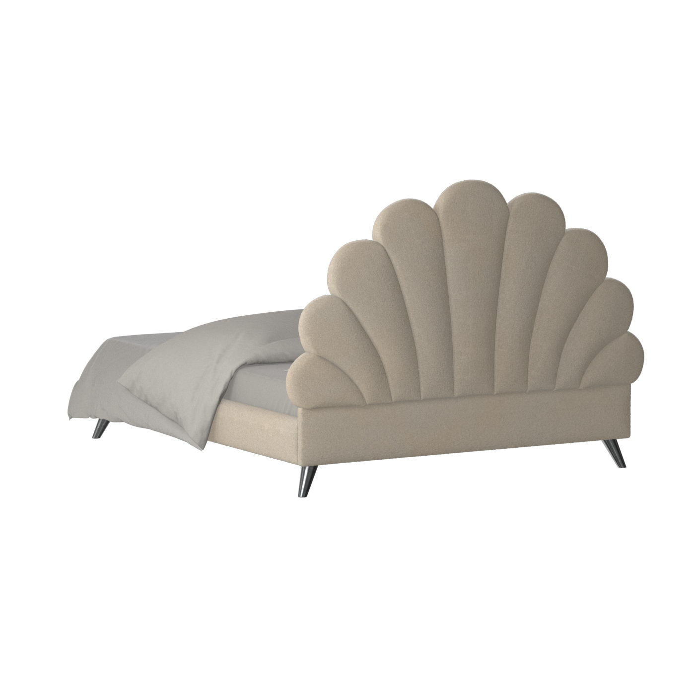 Evelina Curved Headboard Bed in Soft Upholstery