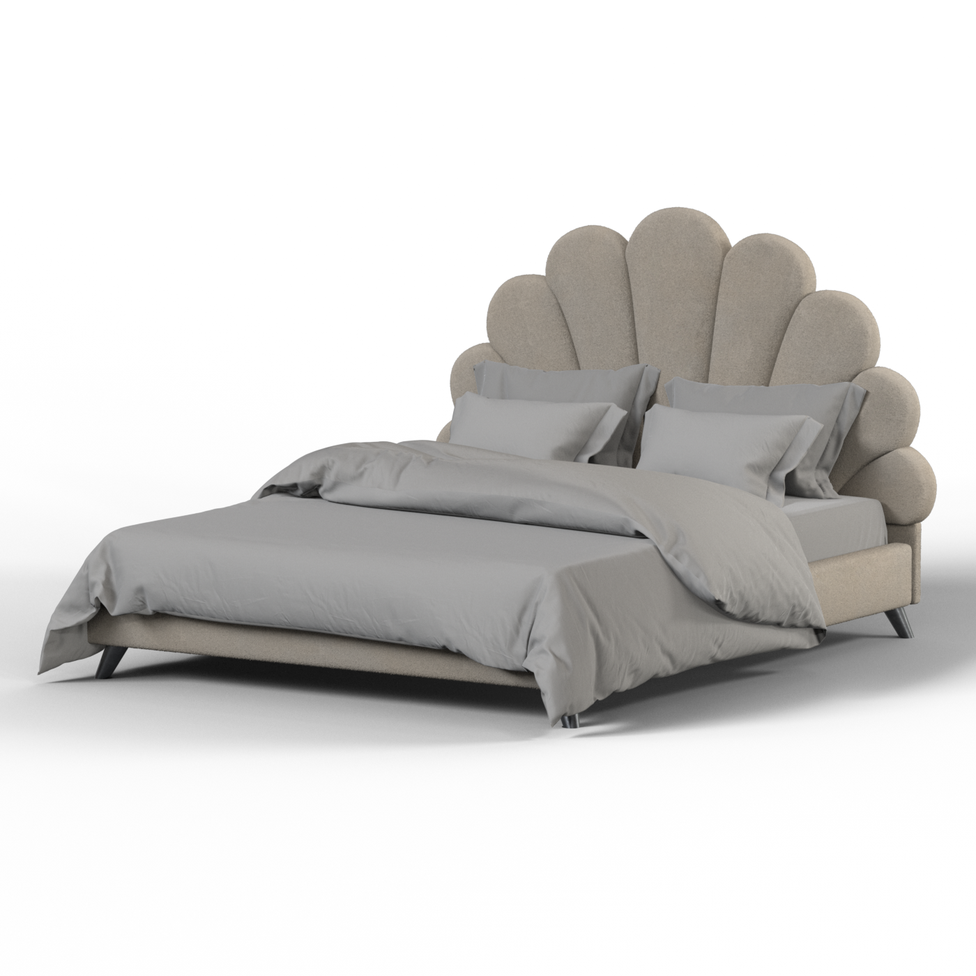 Evelina Curved Headboard Bed in Soft Upholstery