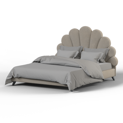 Evelina Curved Headboard Bed in Soft Upholstery