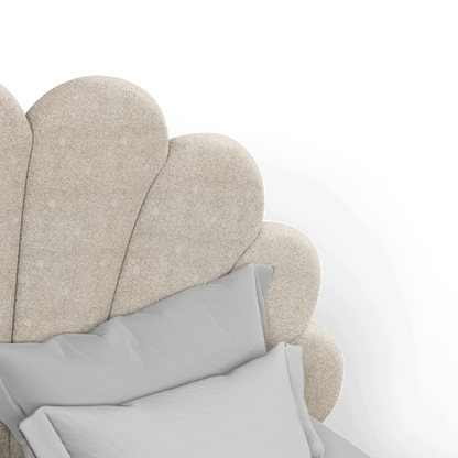 Evelina Curved Headboard Bed in Soft Upholstery