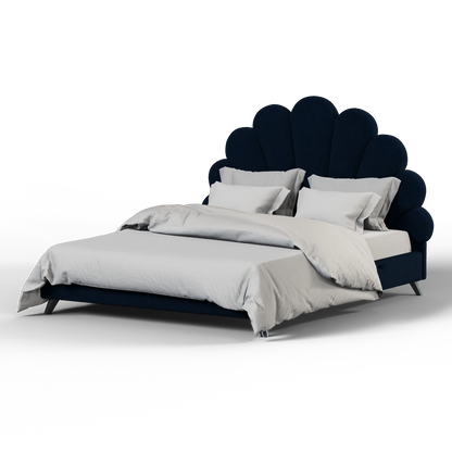 Evelina Curved Headboard Bed in Soft Upholstery