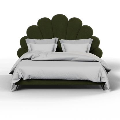 Evelina Curved Headboard Bed in Soft Upholstery