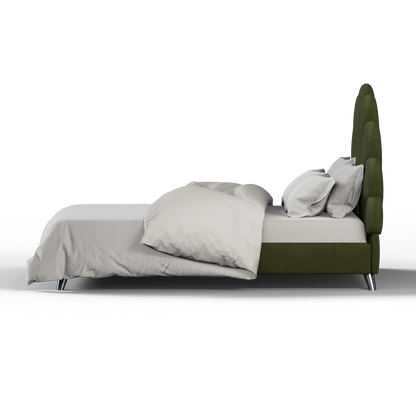 Evelina Curved Headboard Bed in Soft Upholstery