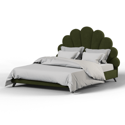Evelina Curved Headboard Bed in Soft Upholstery