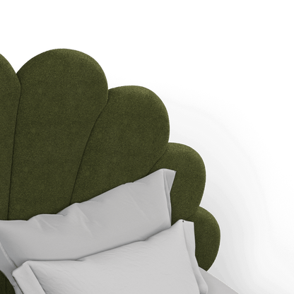 Evelina Curved Headboard Bed in Soft Upholstery