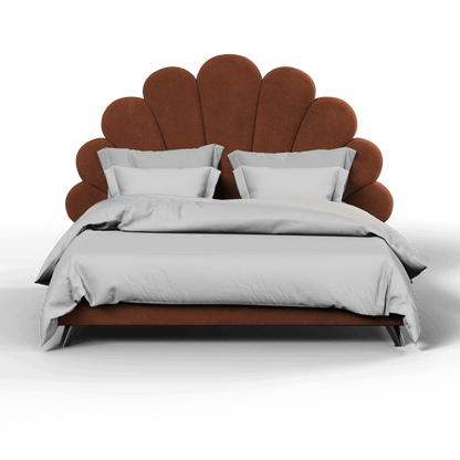 Evelina Curved Headboard Bed in Soft Upholstery