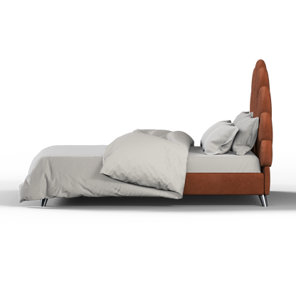 Evelina Curved Headboard Bed in Soft Upholstery