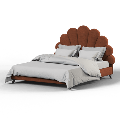 Evelina Curved Headboard Bed in Soft Upholstery