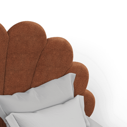 Evelina Curved Headboard Bed in Soft Upholstery