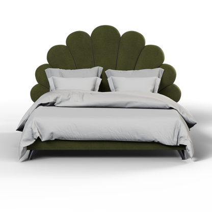 Evelina Curved Headboard Bed in Soft Upholstery