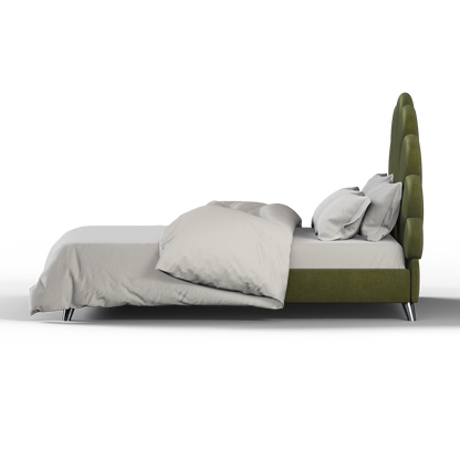 Evelina Curved Headboard Bed in Soft Upholstery