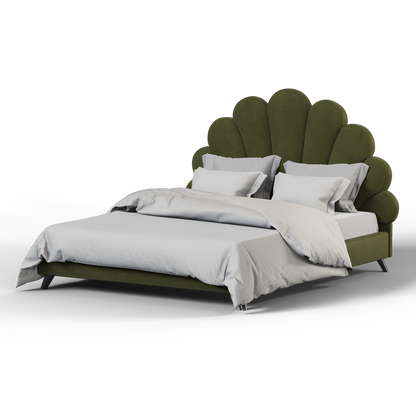 Evelina Curved Headboard Bed in Soft Upholstery