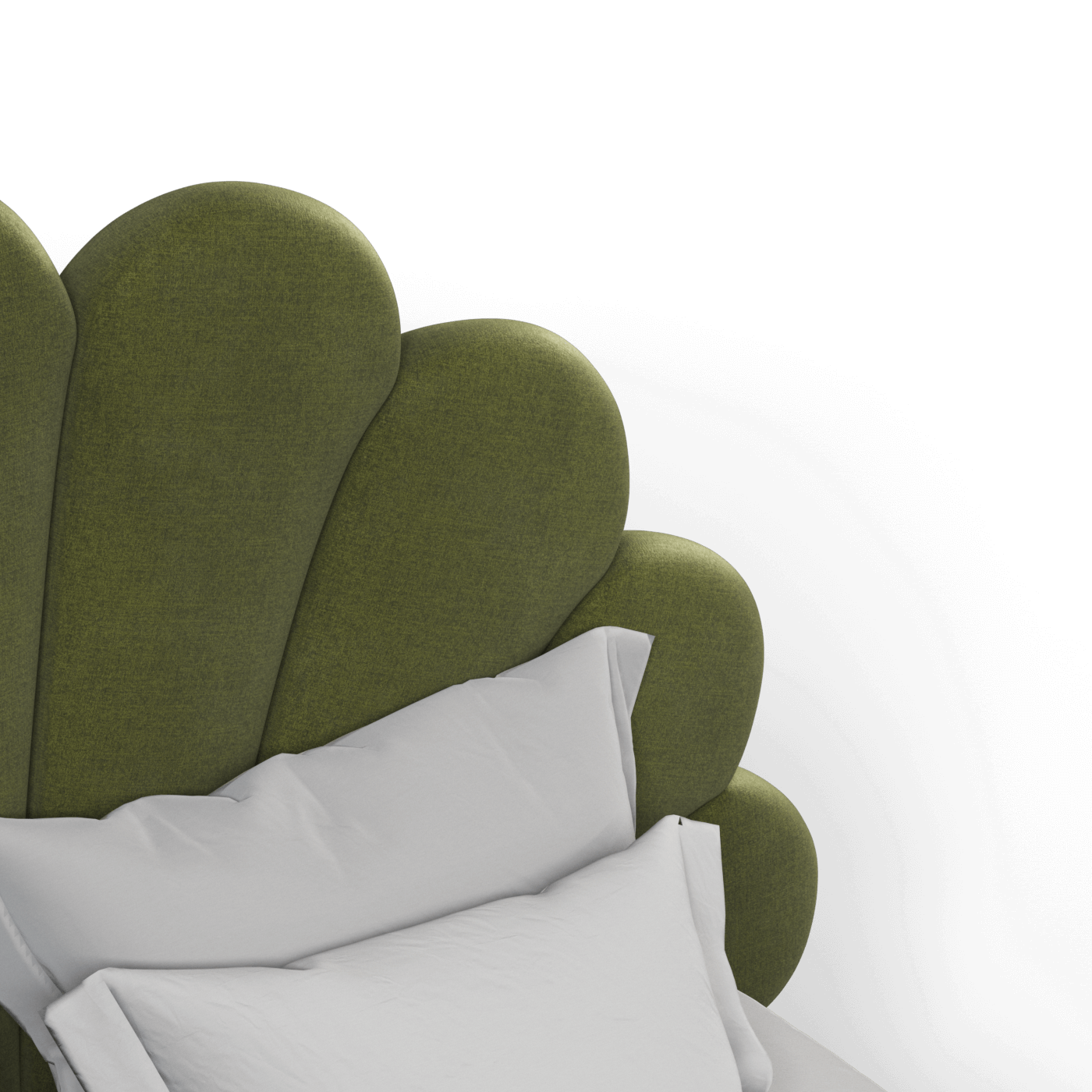 Evelina Curved Headboard Bed in Soft Upholstery