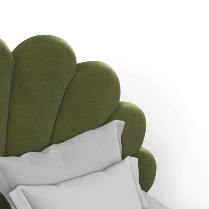 Evelina Curved Headboard Bed in Soft Upholstery