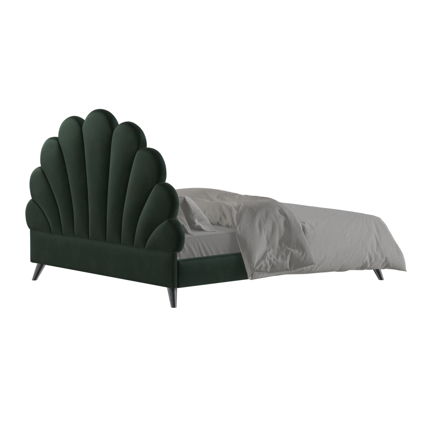 Lit Evelina à tête de lit courbée et rembourrage moelleux