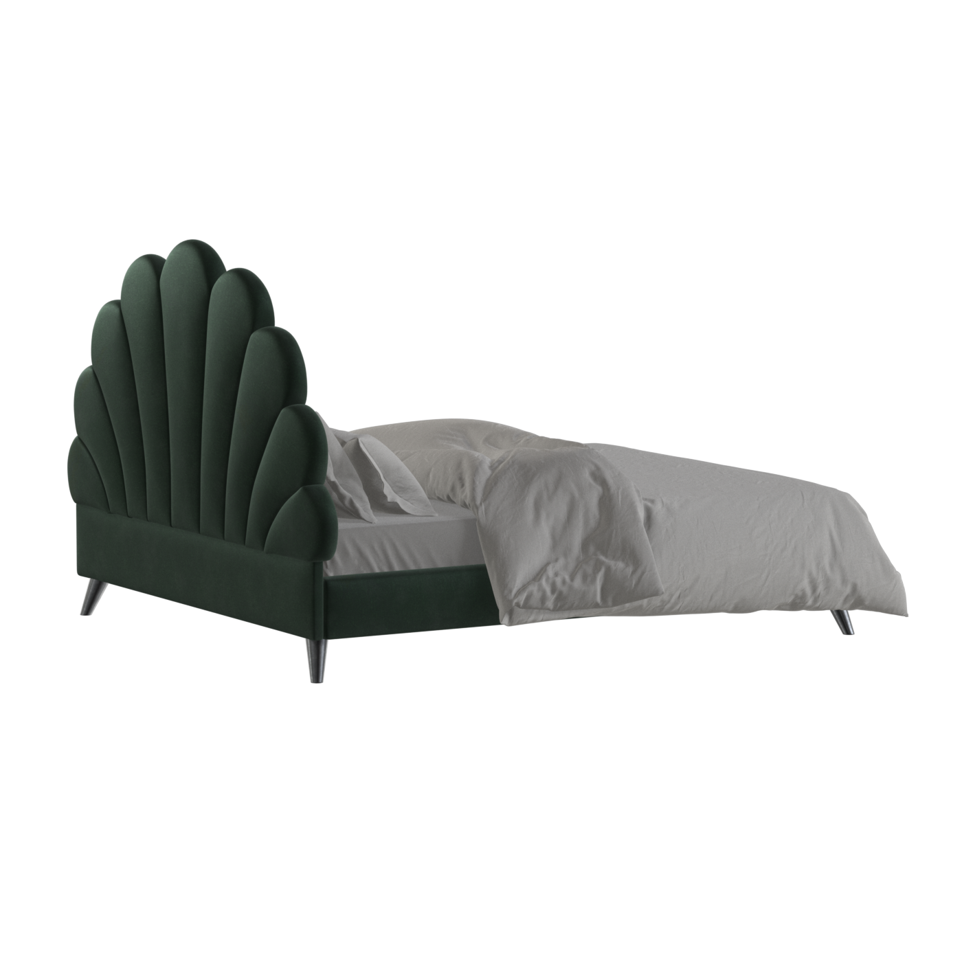 Lit Evelina à tête de lit courbée et rembourrage moelleux