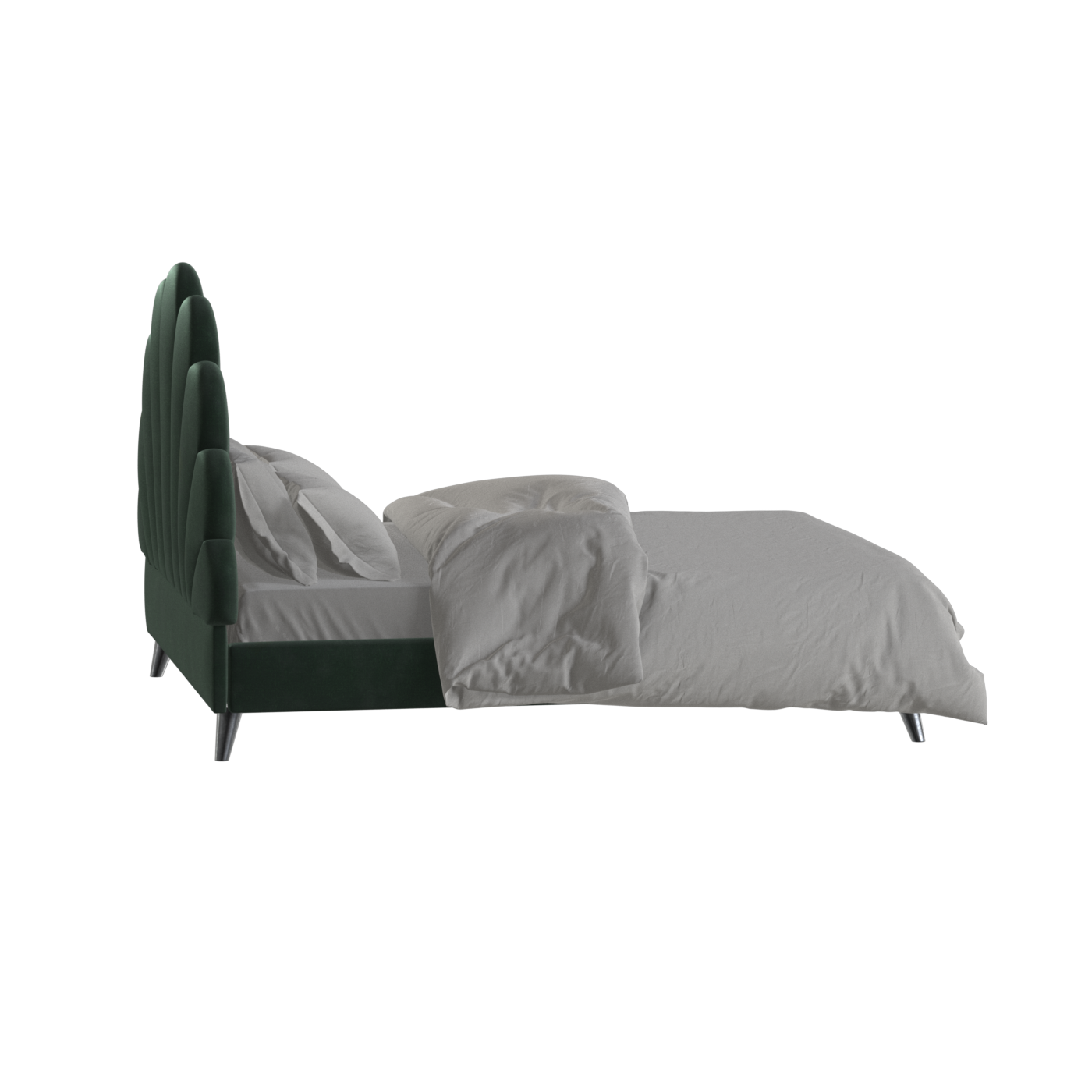 Lit Evelina à tête de lit courbée et rembourrage moelleux