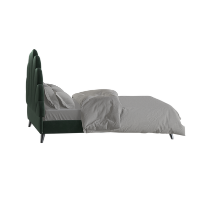 Lit Evelina à tête de lit courbée et rembourrage moelleux