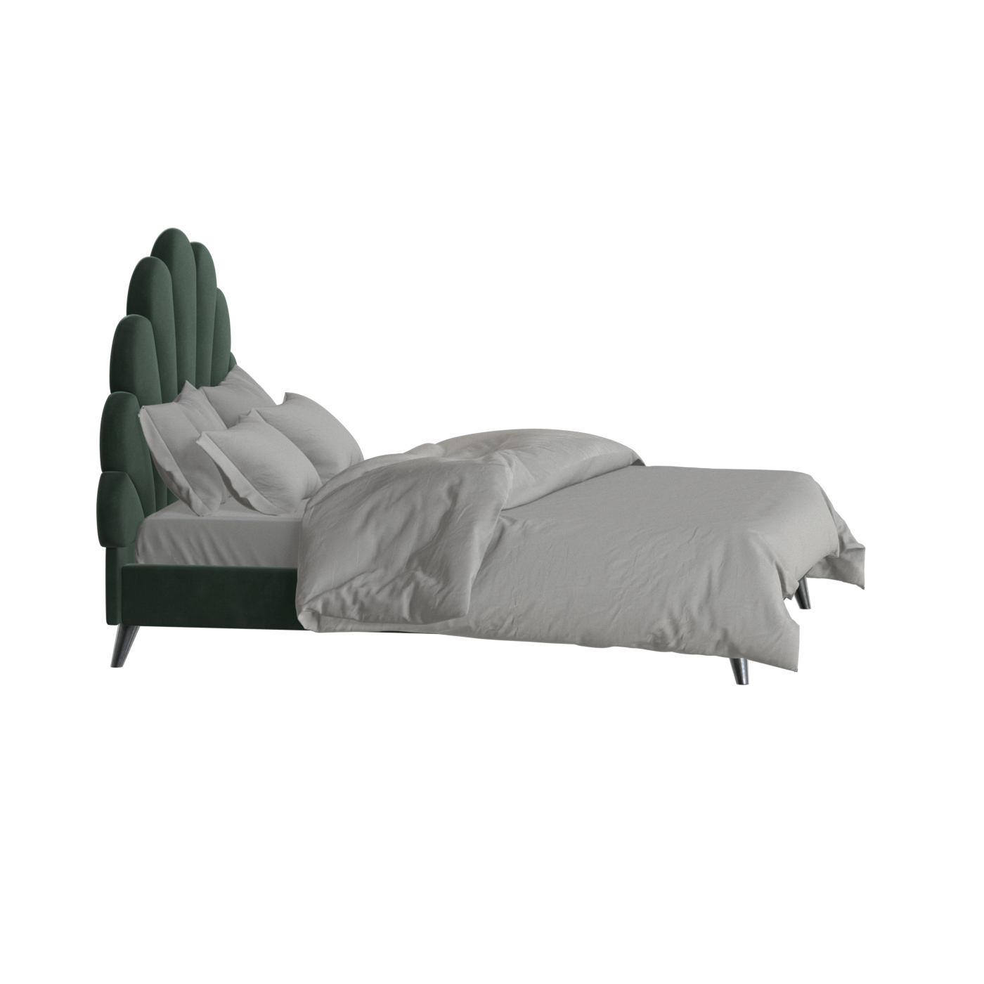 Lit Evelina à tête de lit courbée et rembourrage moelleux