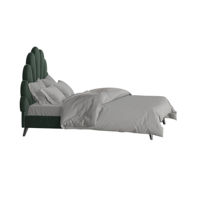 Lit Evelina à tête de lit courbée et rembourrage moelleux