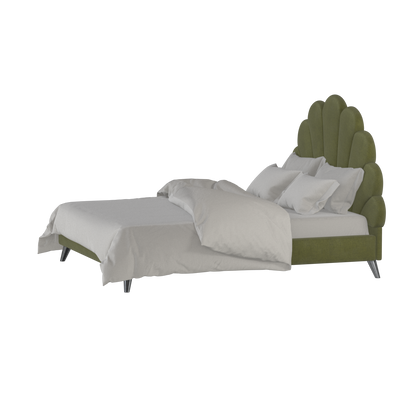 Evelina Curved Headboard Bed in Soft Upholstery