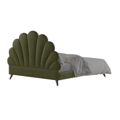 Evelina Curved Headboard Bed in Soft Upholstery