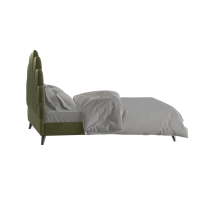 Evelina Curved Headboard Bed in Soft Upholstery