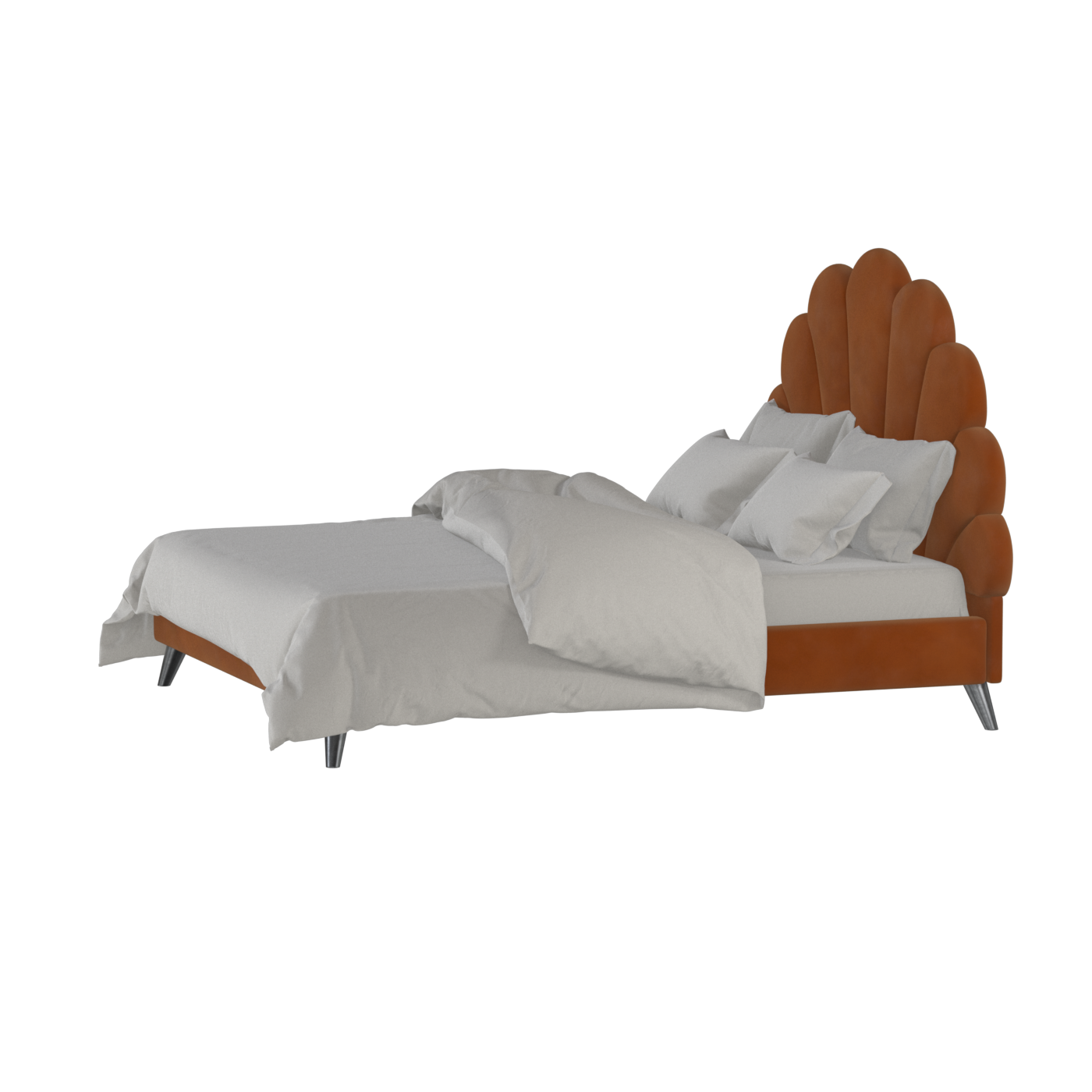 Evelina Curved Headboard Bed in Soft Upholstery