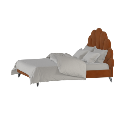 Evelina Curved Headboard Bed in Soft Upholstery