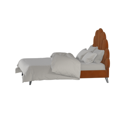 Evelina Curved Headboard Bed in Soft Upholstery