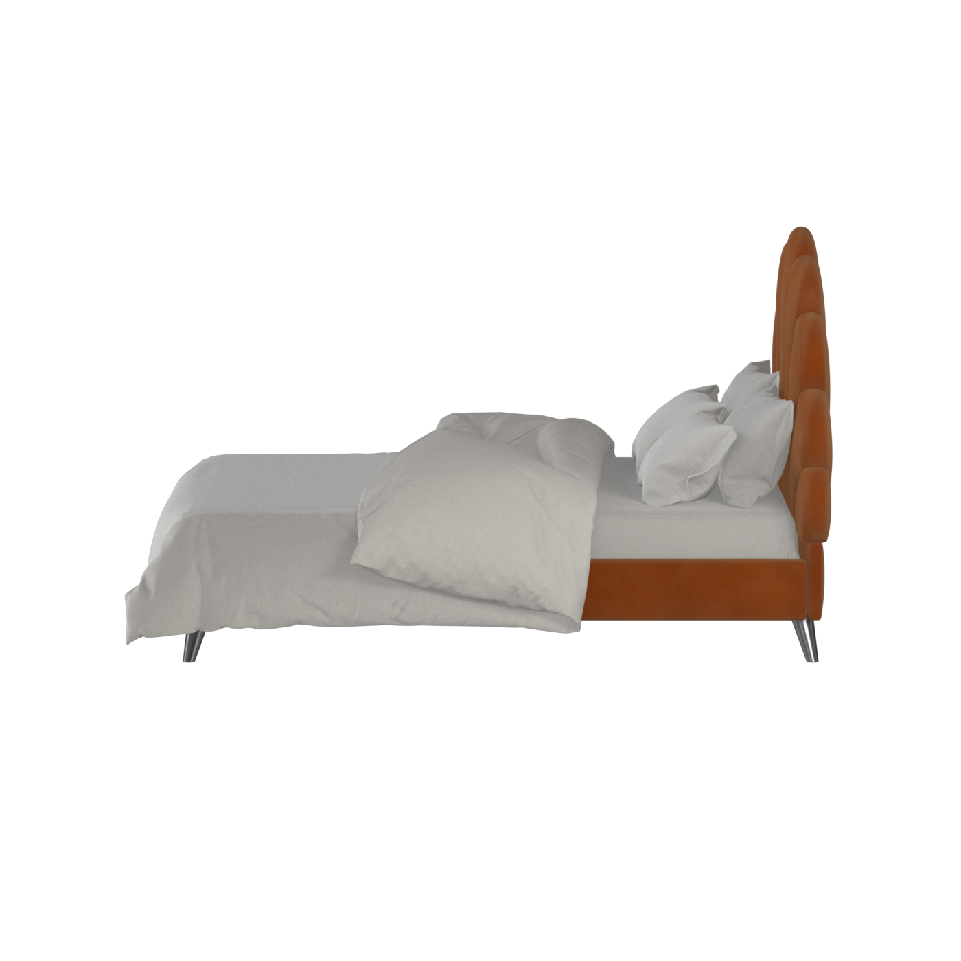 Evelina Curved Headboard Bed in Soft Upholstery